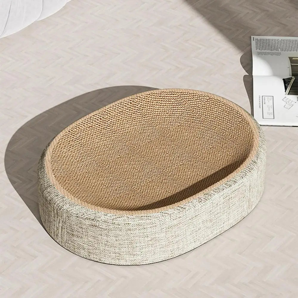 Oval Cat Scratch Pad Bed – Sisal Scratching Mat & Cozy Sleeping Nest