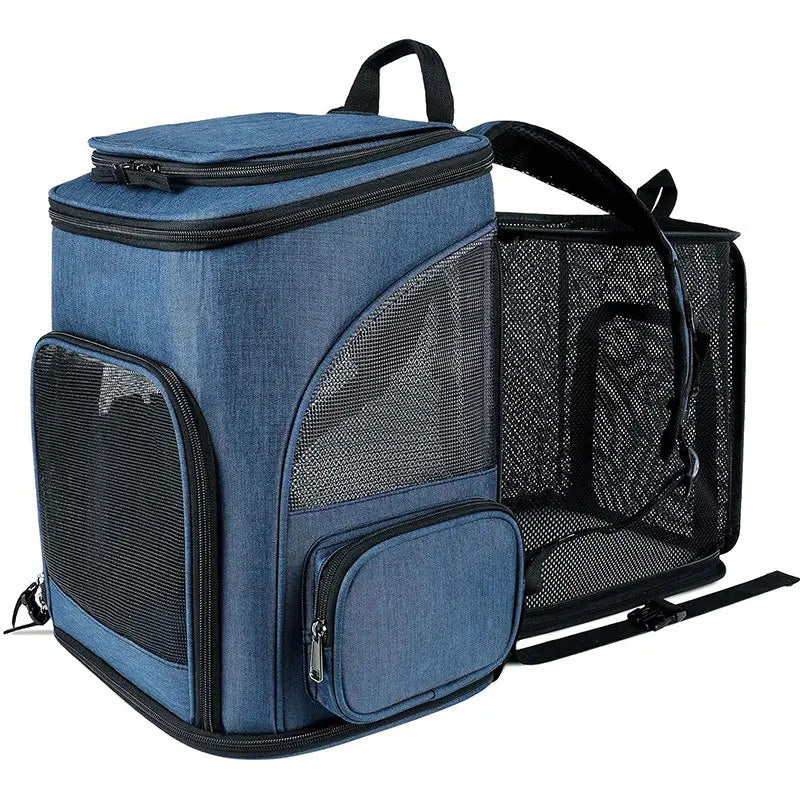 Breathable Expandable Pet Carrier Backpack – Foldable Cat & Dog Travel Bag with Large Capacity for Outdoor Trips & Vet Visits
