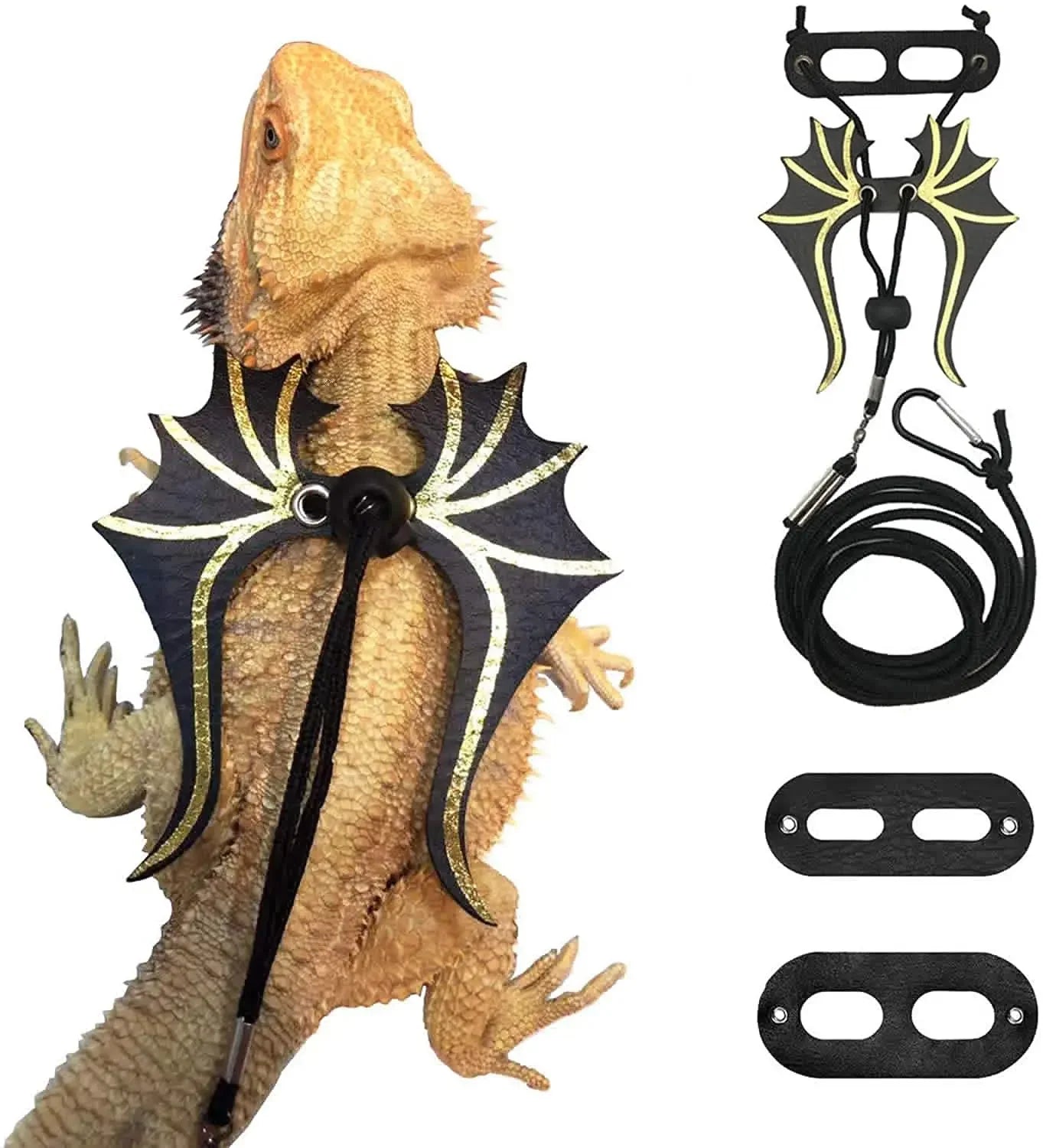 🦎 Bearded Dragon Lizard Leash Harness – 3 Sizes with Cute Dinosaur Wings