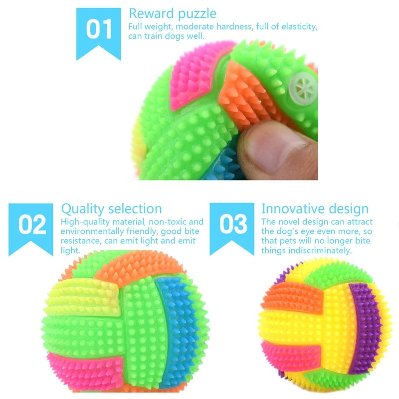 Squeaky Glowing Dog Chew Ball – Non-Toxic Rubber Toy for Small to Large Dogs, Teeth Cleaning & Boredom Relief