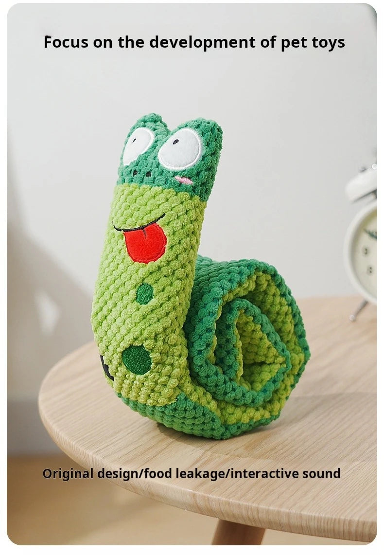 Dog Puzzle Feeder Toy – Foldable Snail Design with Squeaker