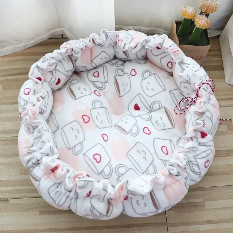 Drawstring Dual-Use Pet Bed – Adjustable Soft Nest Cushion for Cats & Small Dogs