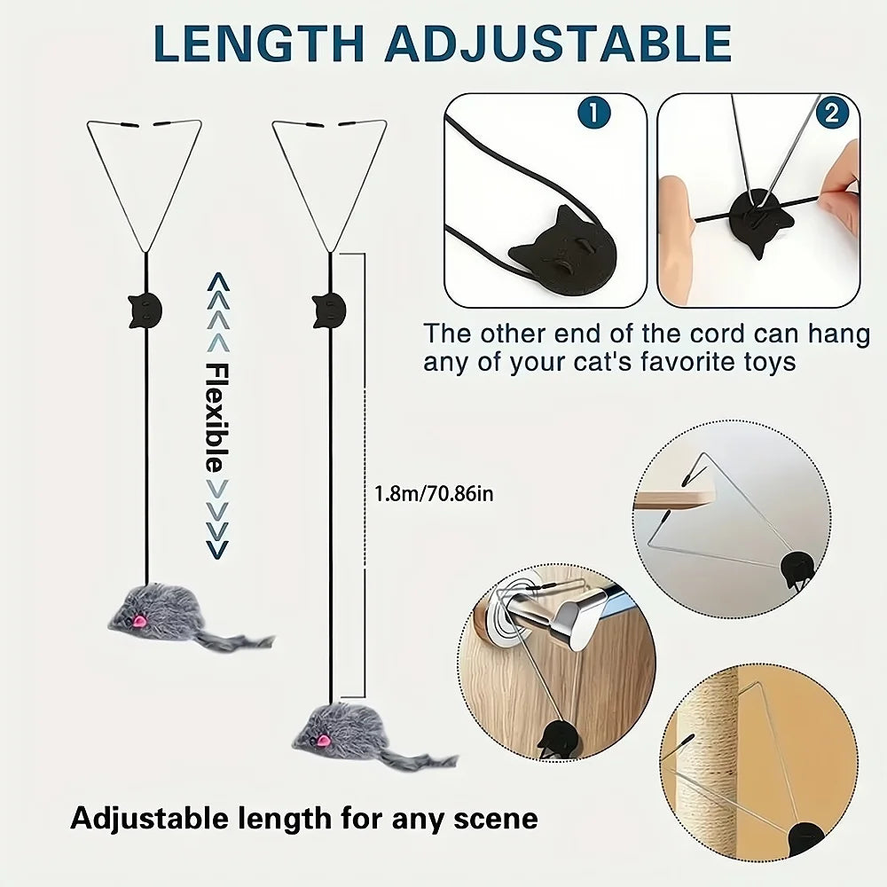 🐭 Simulation Mouse Door Hanging Toy – Retractable Cat Interactive Rope Toy