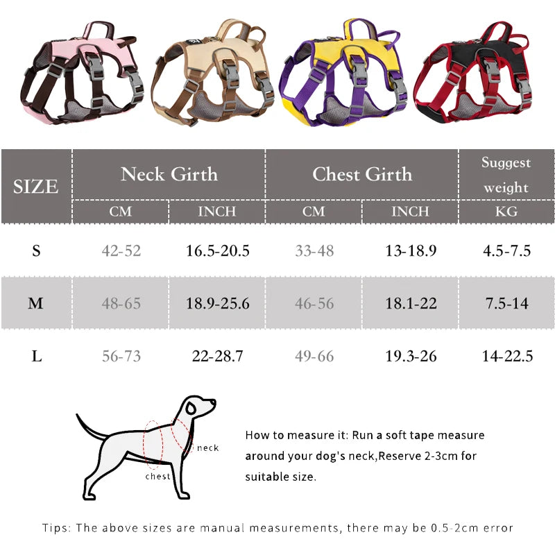 🐕 Adjustable Reflective Dog Harness – For Small to Large Dogs (French Bulldog, Husky & More) 🐾