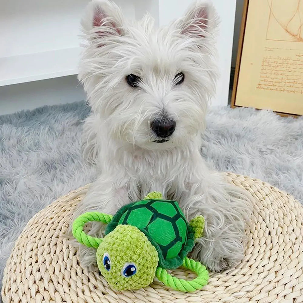 Bite-Resistant Squeaky Dog Plush Toy – Shark, Turtle, Fish Chew Toys for Puppies and Dogs