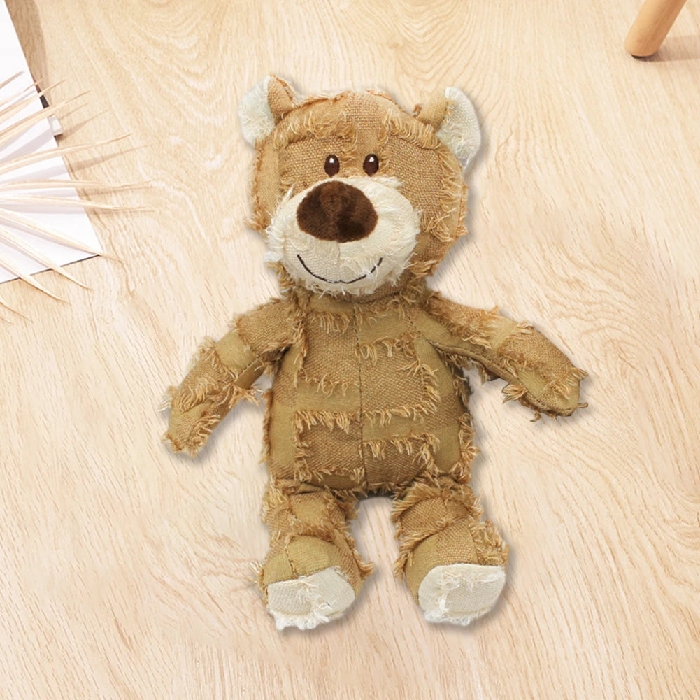 Bear-Shaped Companion Chew Toy – Indestructible Squeaky Plush for Small & Large Dogs