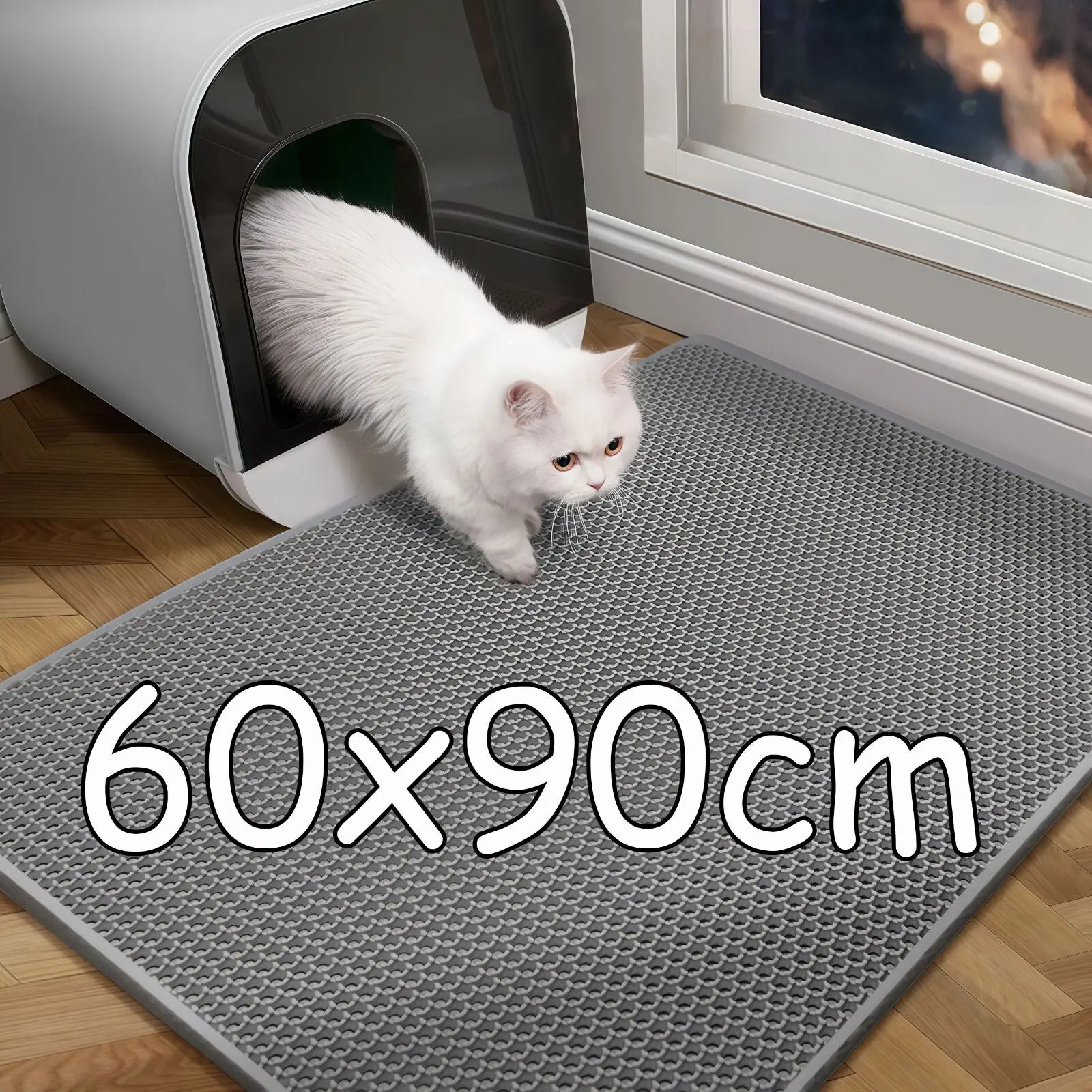 60x90cm Waterproof Double Layer Cat Litter Mat – Washable, Non-Slip Pet Toilet Mat for Litter Box Cleaning