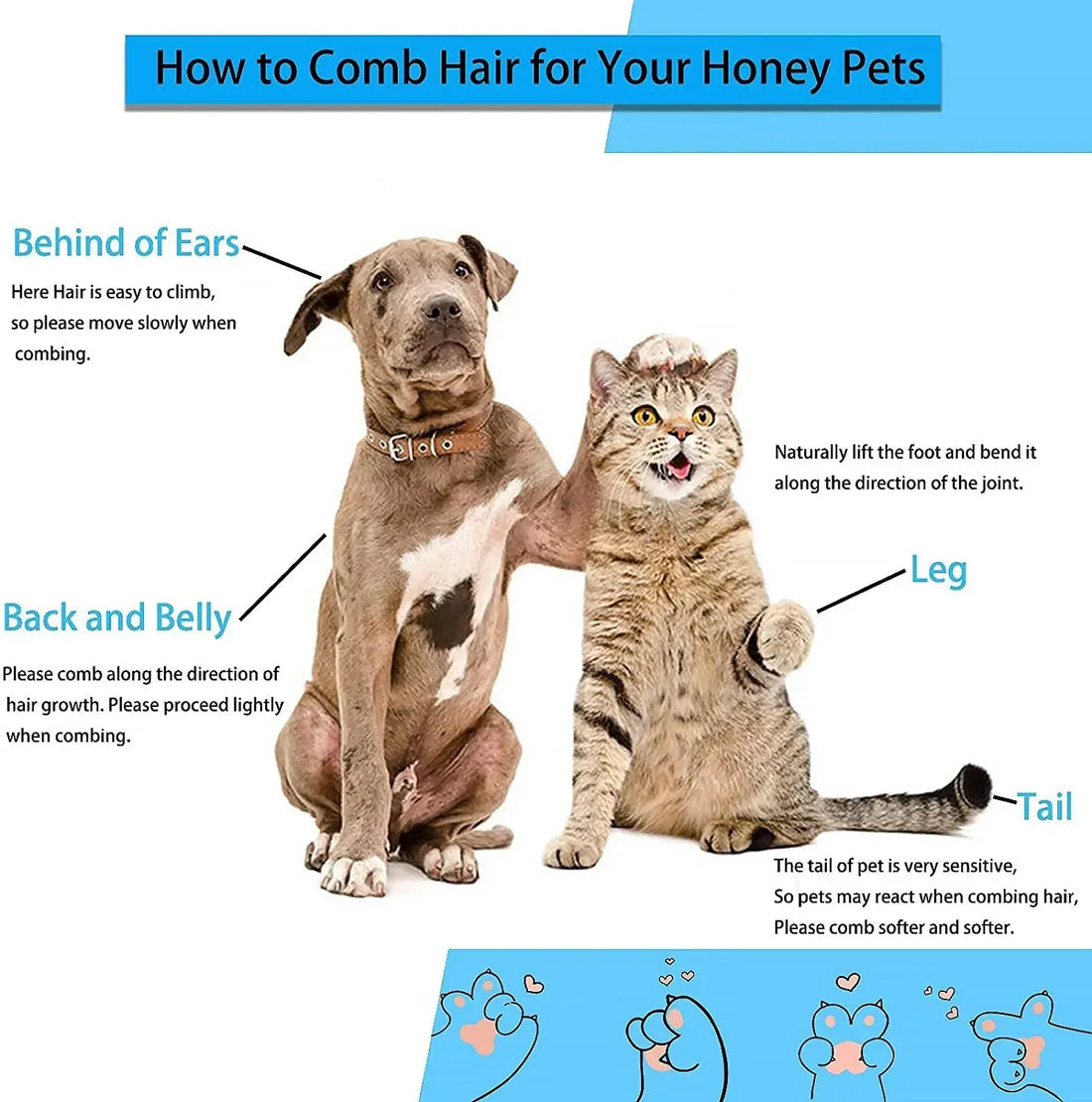 Pet Hair Remover Brush 🐾 Grooming Comb for Long-Haired Dogs & Cats