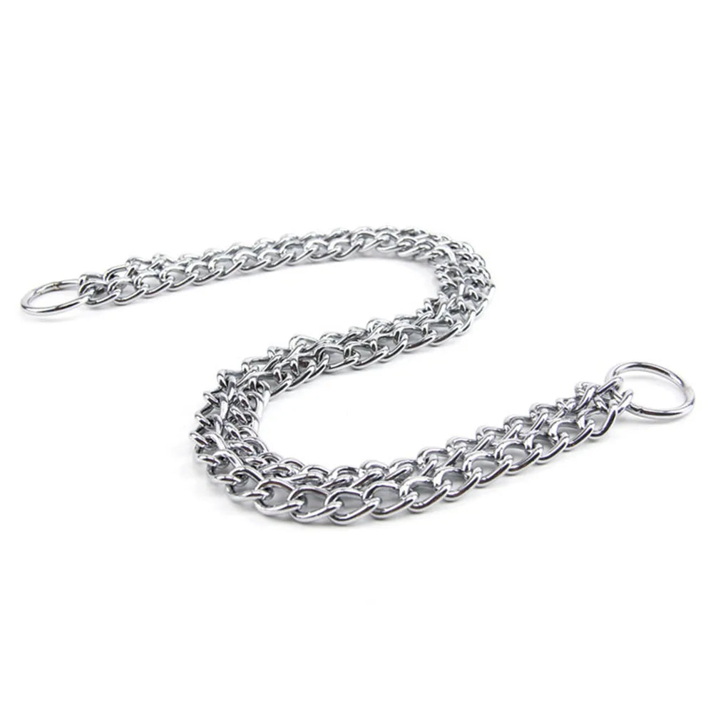 Double Row Stainless Steel Choke Collar – Adjustable Slip P Chain Dog Training Collar for Medium & Large Dogs