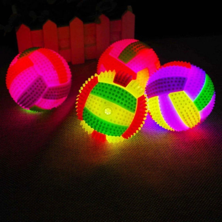 Squeaky Glowing Dog Chew Ball – Non-Toxic Rubber Toy for Small to Large Dogs, Teeth Cleaning & Boredom Relief