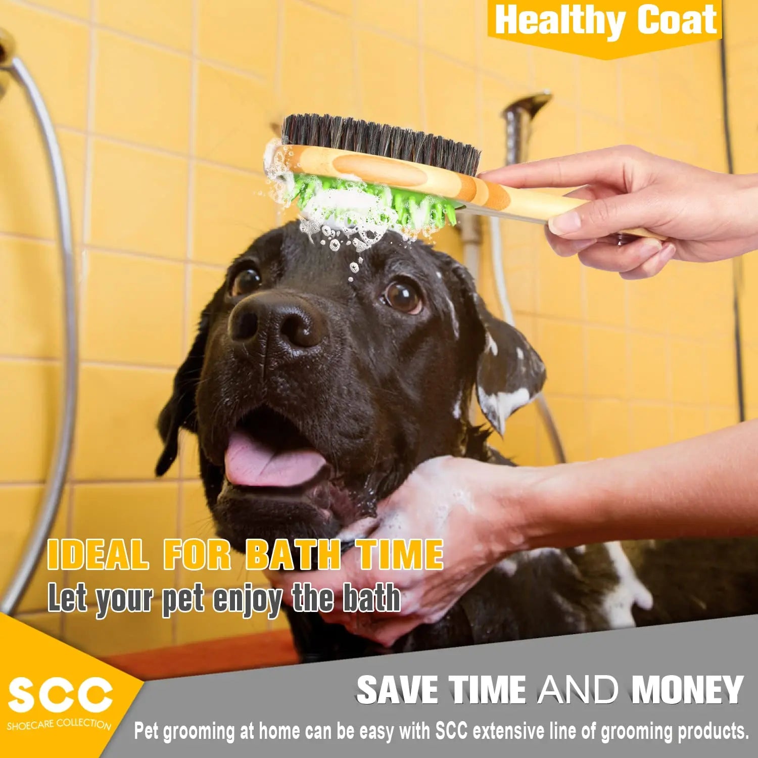 Bamboo Double-Sided Dog Brush – Pet Grooming & Massage Comb for Dogs and Cats | Eco-Friendly Soft Bristle & Pin Brush