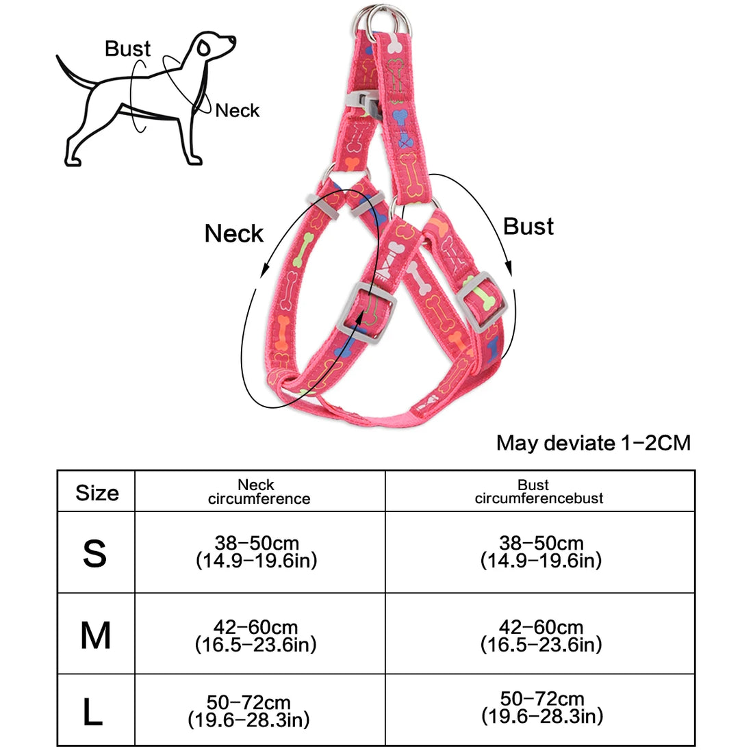🦴 Colorful Bone Pattern Tripod Dog Harness – Fun & Secure for Indoor & Outdoor Use