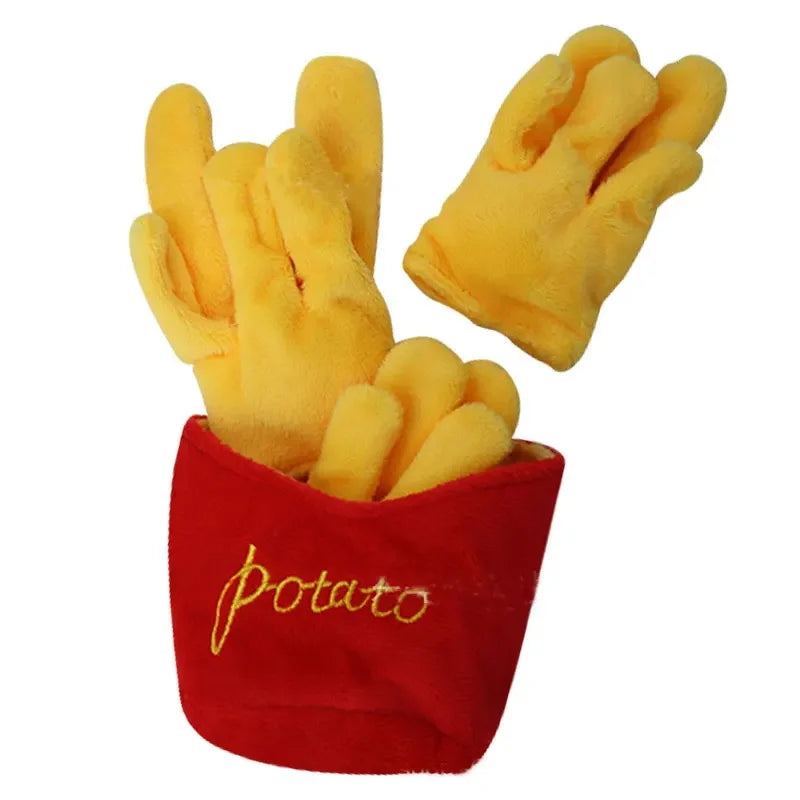 🧸 Plush Dog Toys – Squeaky Soft Pet Chew Toys (Ice Cream, Fries, Hamburger)