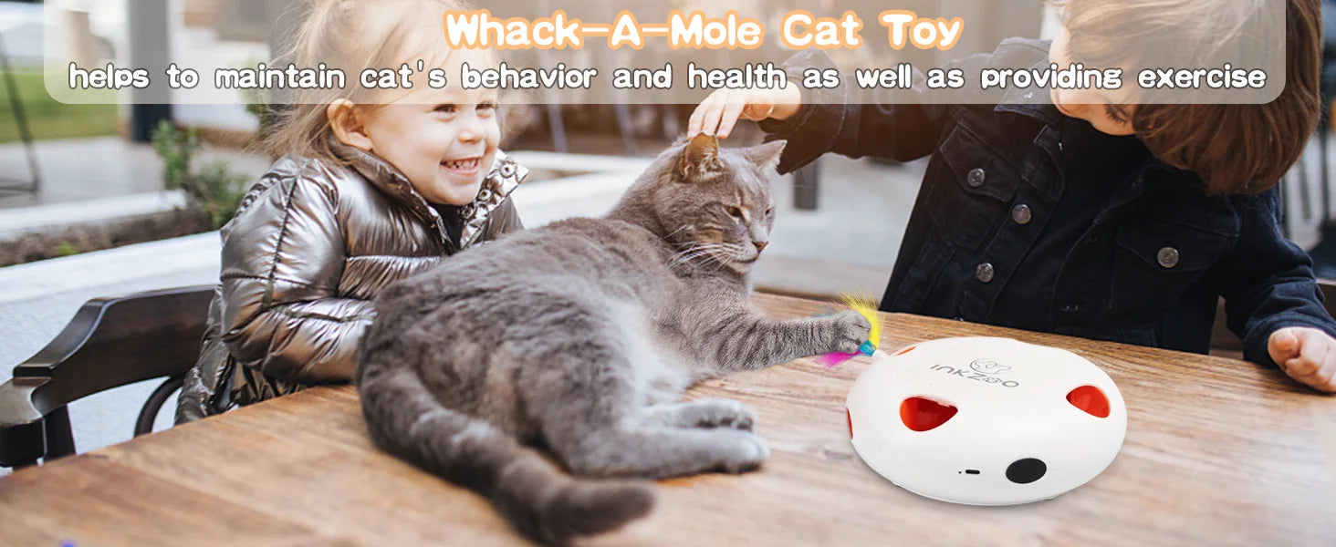 INKZOO 7-Hole Interactive Cat Toy – Automatic Mice Whack-A-Mole for Kittens