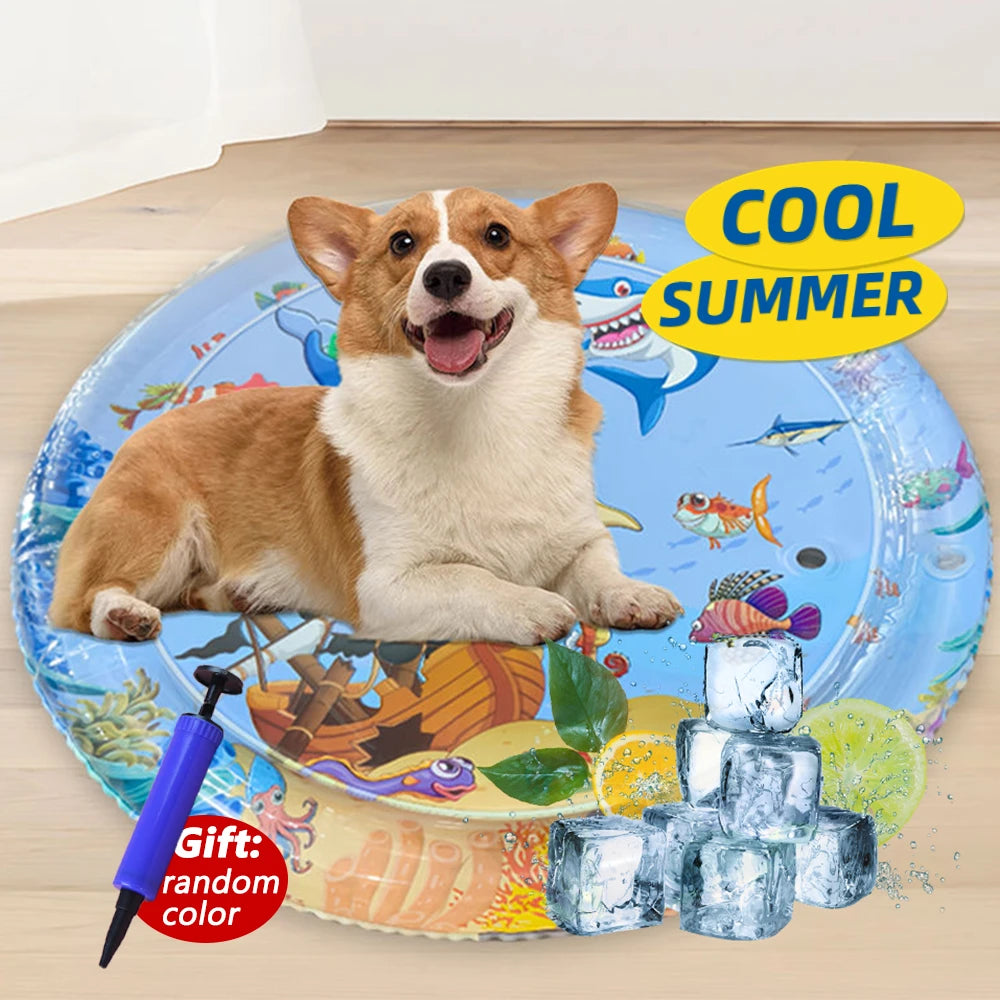 Summer Cooling Pet Water Bed – Inflatable Sensory Play Mat for Dogs & Cats