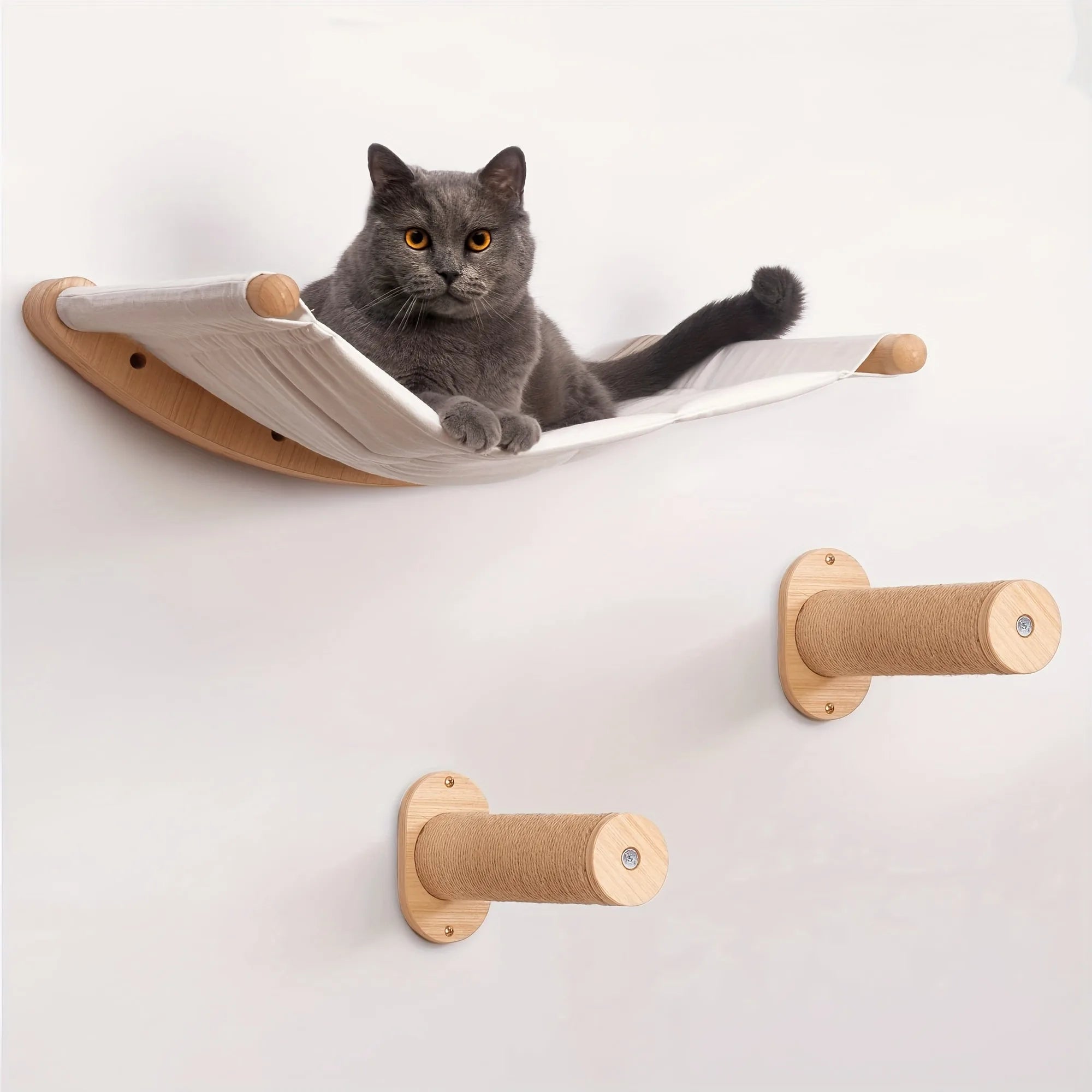 🐾 Wall-Mounted Cat Hammock with Steps – Cozy, Space-Saving Cat Shelf