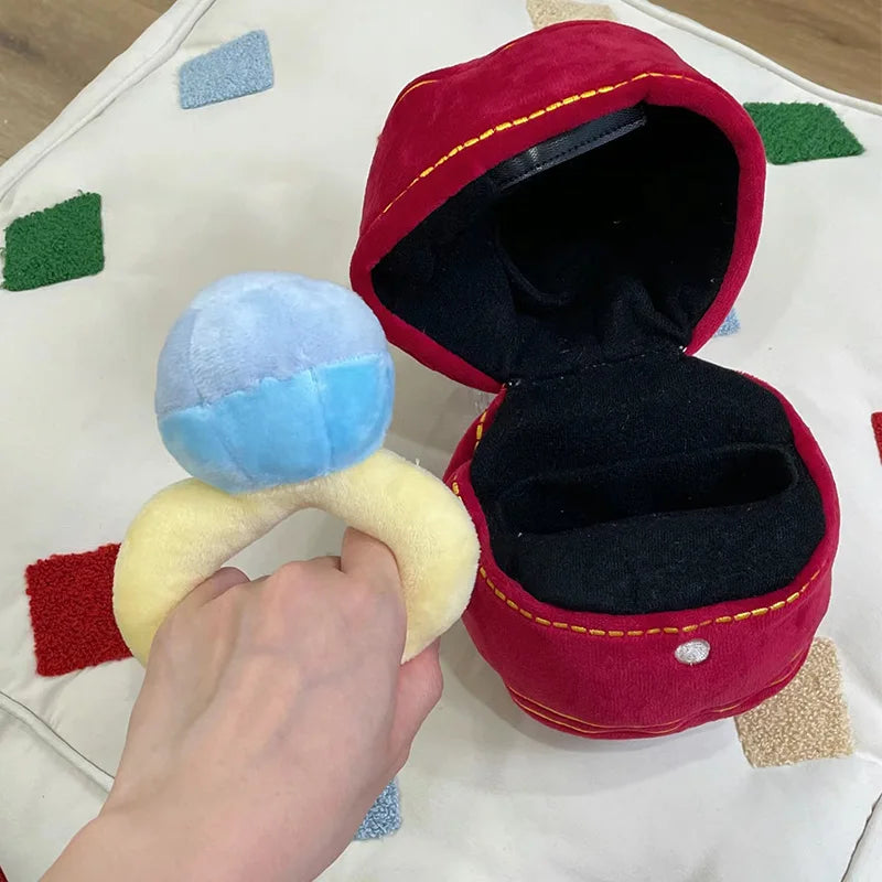Big Diamond & Ring Box Plush Dog Toy – Cute Creative Engagement Ring Set for Dogs & Puppies
