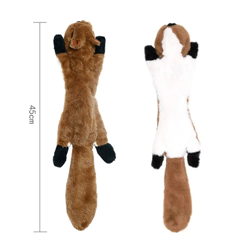 Stuffingless Plush Squeaky Dog Toy – Durable Animal Toy with Crinkle & Squeakers