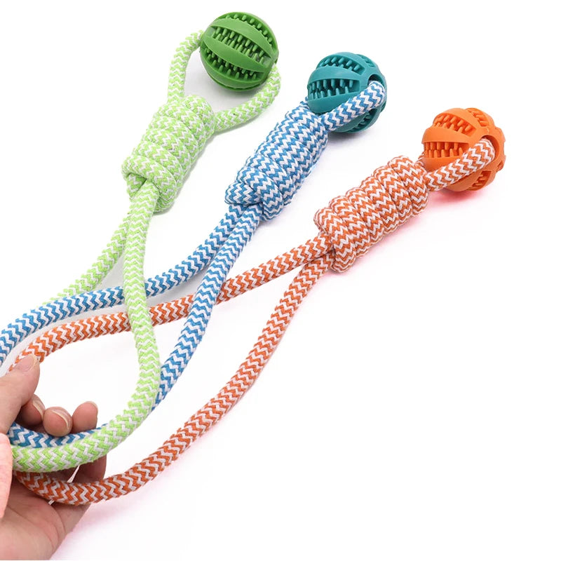 Pet Tooth Cleaning Rubber Ball Toy with Rope – Leak-Feeding Chew Toy for Small & Large Dogs