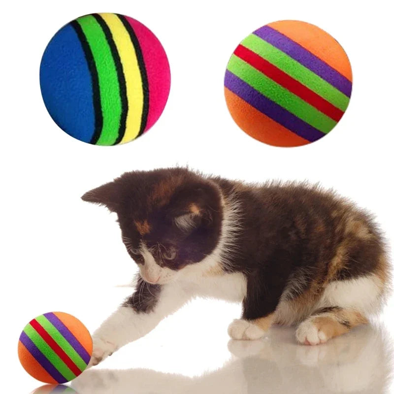 10Pcs Colorful Interactive Cat Toy Balls – Chewing, Rattle & Scratch Foam Balls for Kittens and Cats