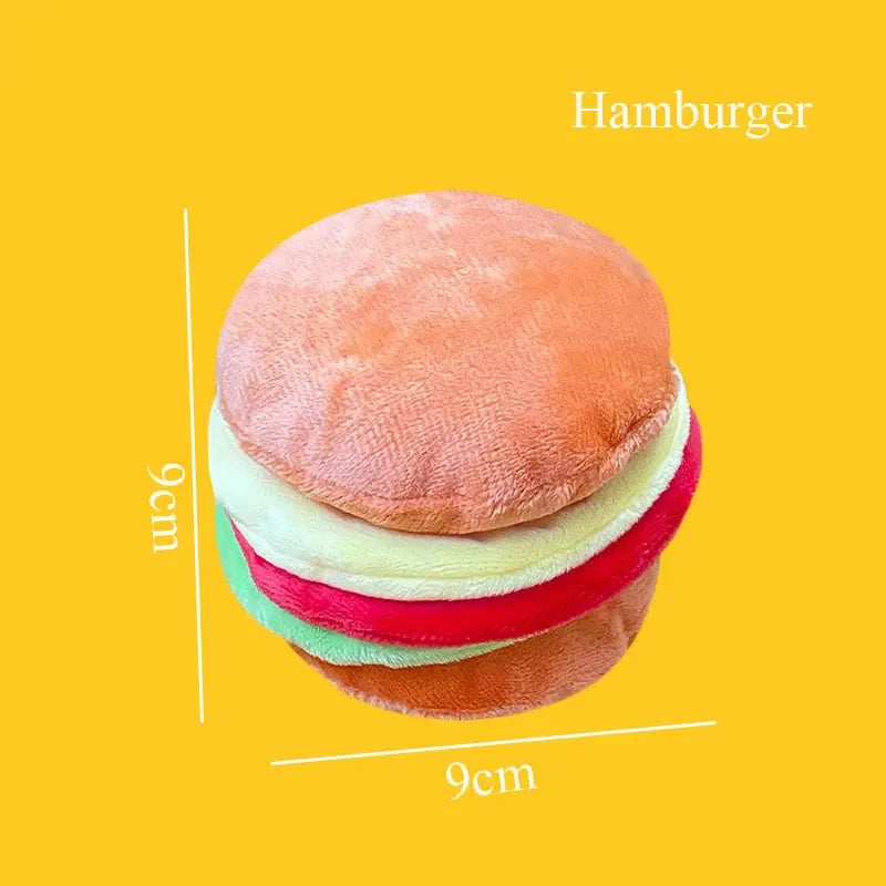 🧸 Plush Dog Toys – Squeaky Soft Pet Chew Toys (Ice Cream, Fries, Hamburger)