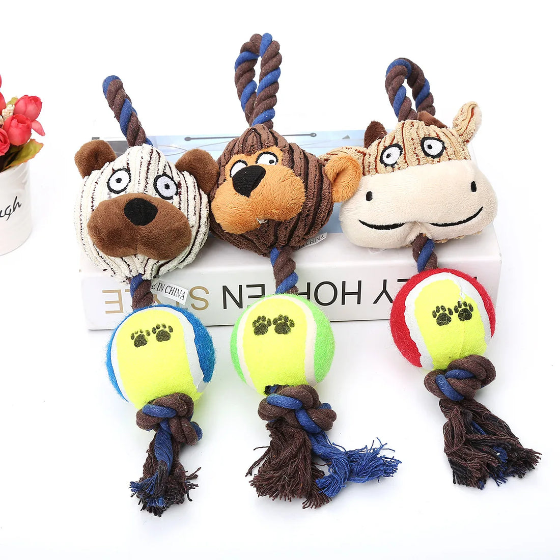 Animal Plush Squeaky Dog Toy – Cute Chew for Small Dogs 🐾🧸