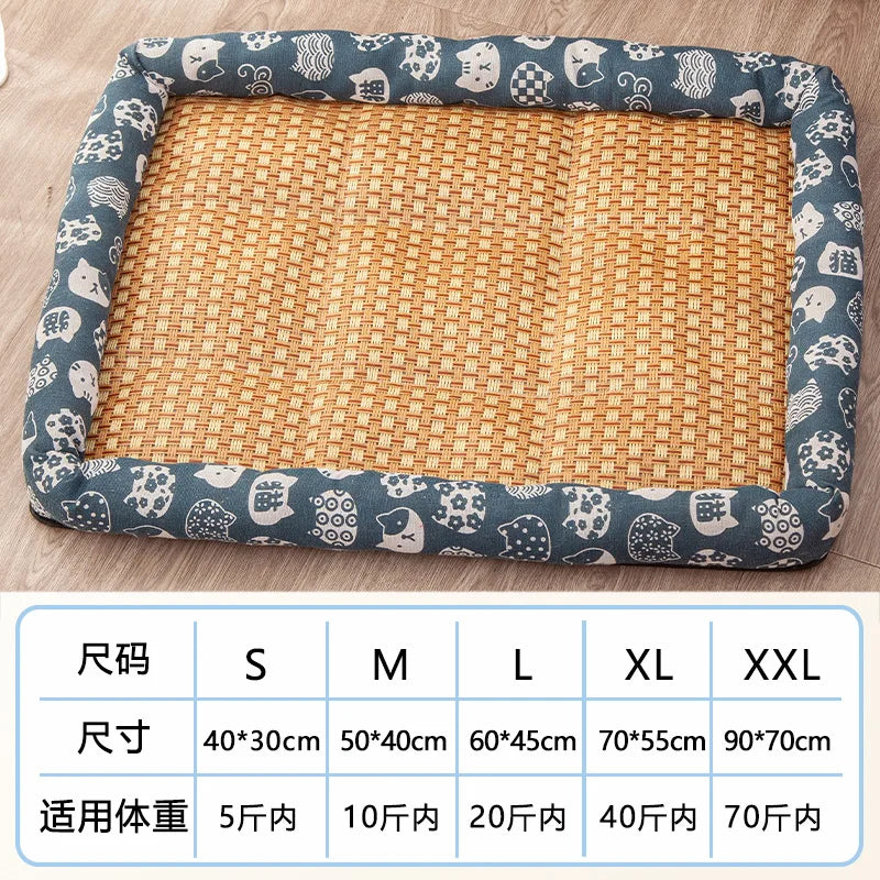 Summer Pet Cooling Mat – Lightweight Breathable Rattan Ice Nest Bed for Cats, Small Dogs & Small Animals