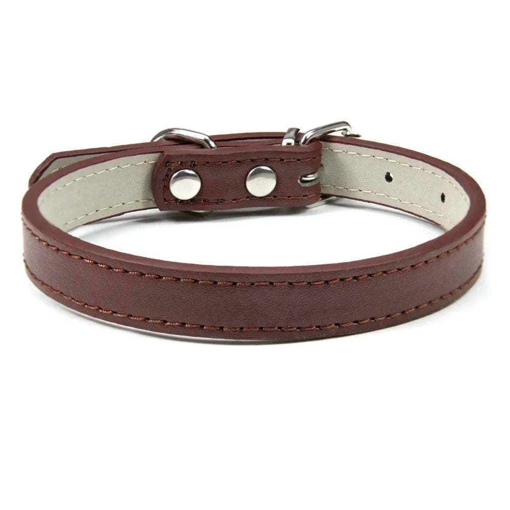 Soft Leather Adjustable Dog Collar – Safe & Stylish for Dogs and Cats