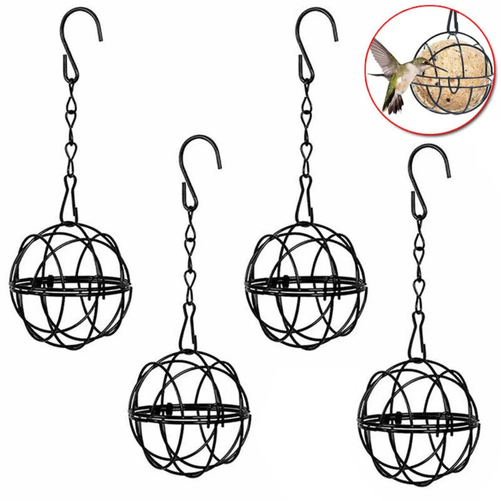 Metal Fat Ball Bird Feeder – Outdoor Hanging Holder with Hook for Garden Wild Birds