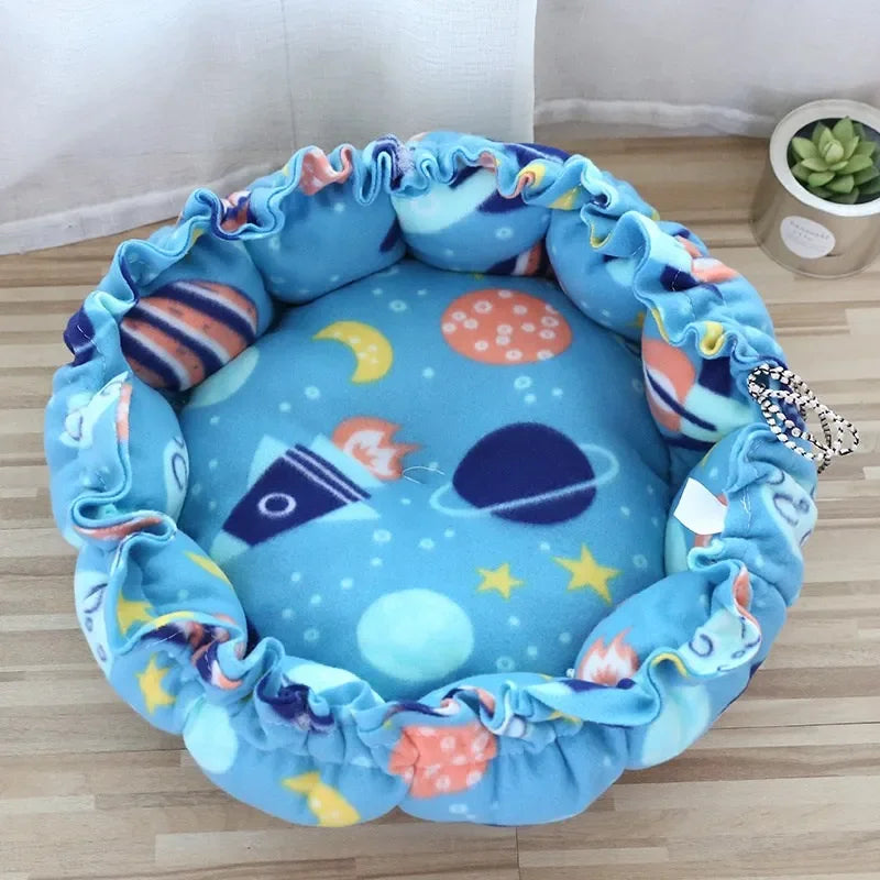 Drawstring Dual-Use Pet Bed – Adjustable Soft Nest Cushion for Cats & Small Dogs