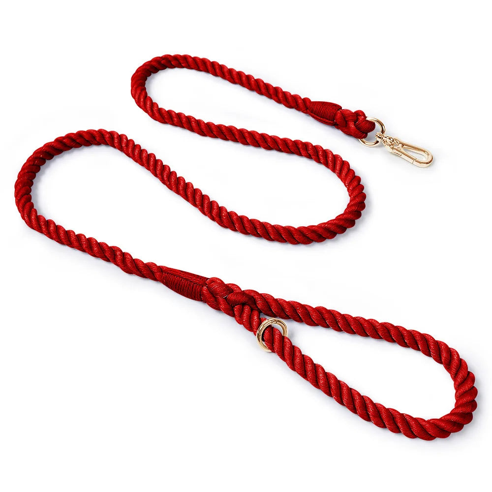 Hand-Woven Gradient Dog Leash – Multi-Function Cotton Rope Lead for Outdoor Walking & Training