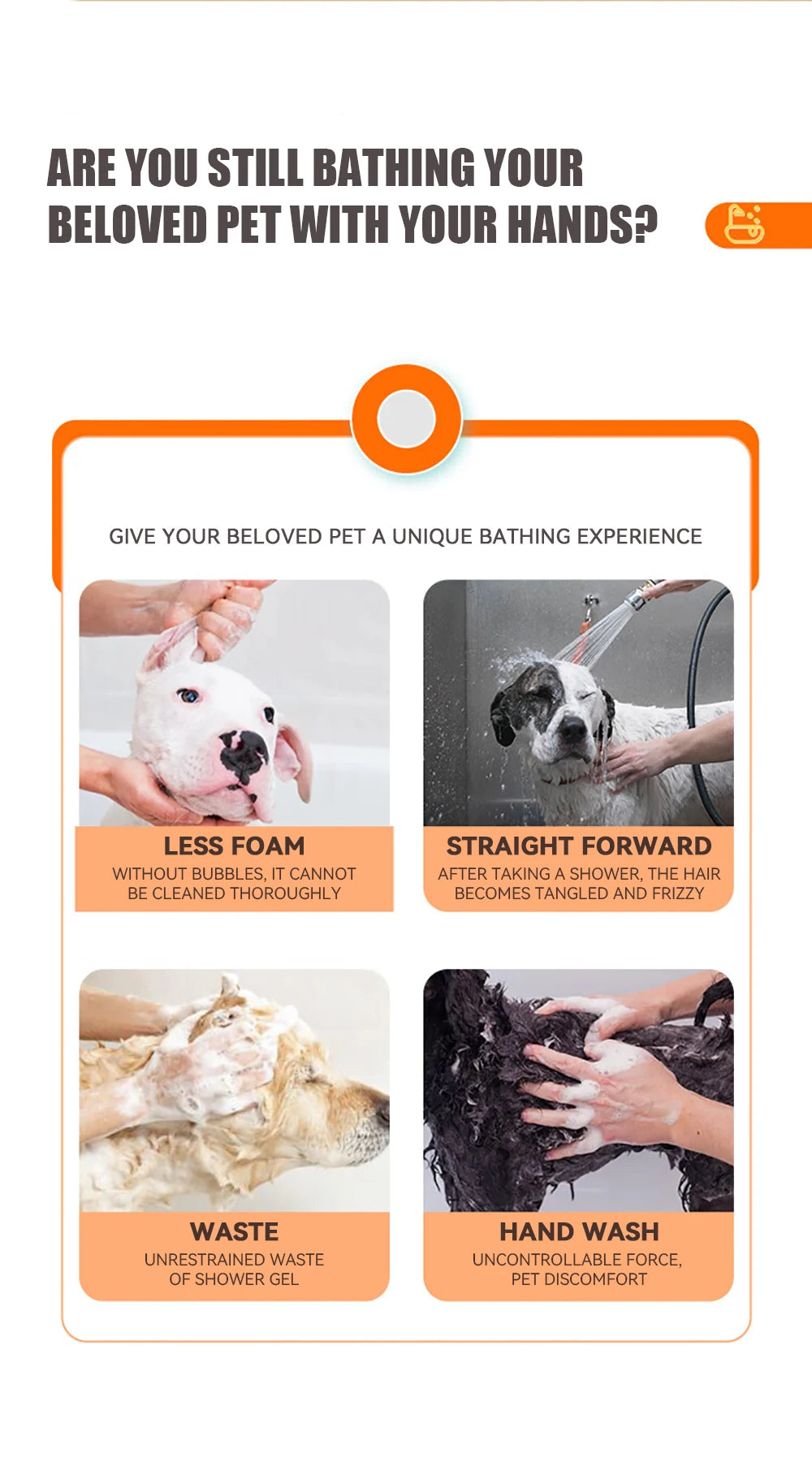 2-in-1 Dog Bathing Brush with Shampoo Dispenser – Soft Silicone Pet Massage & Grooming Brush for Dogs & Cats