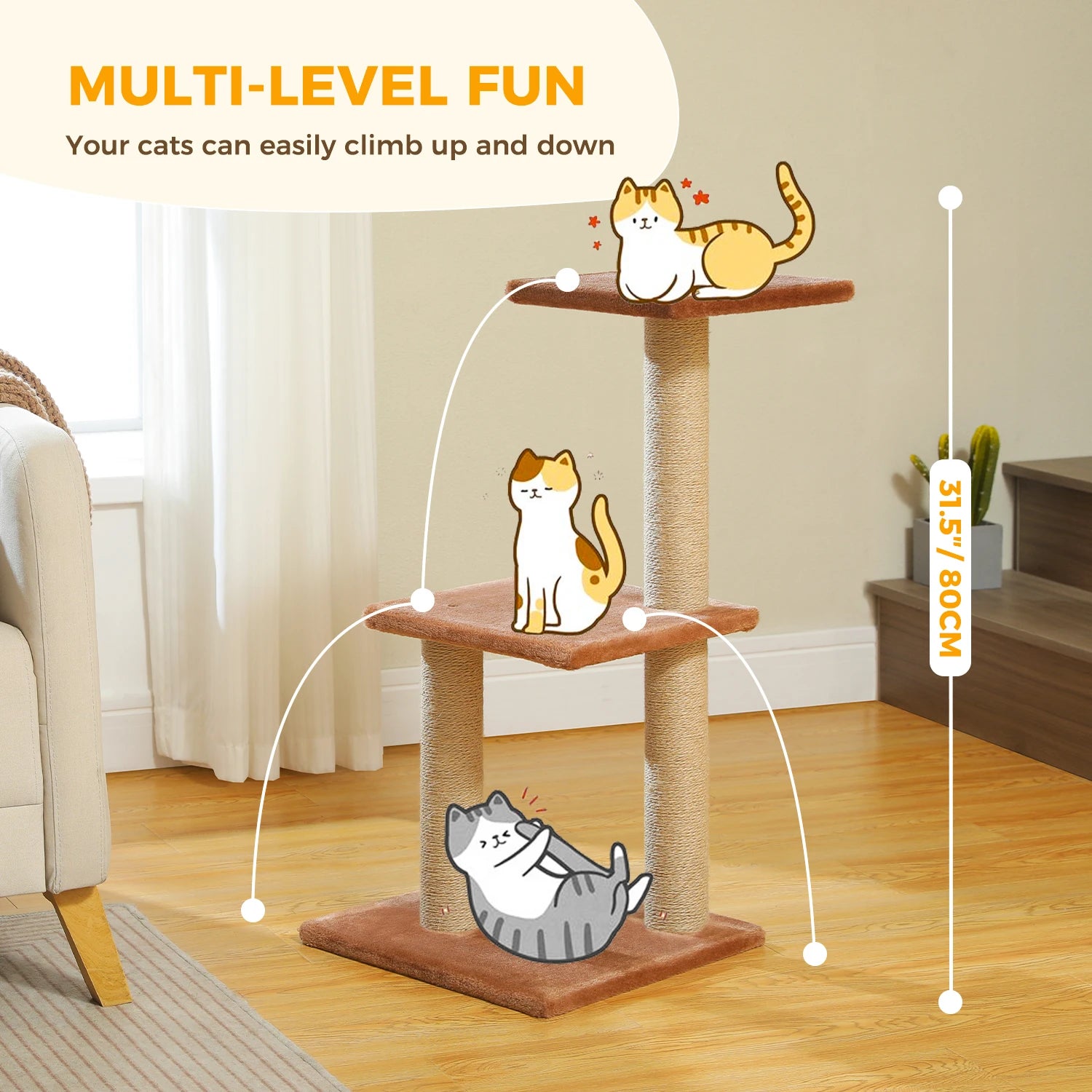 Cat Tree Tower – Scratching Posts, Hammock & Perch
