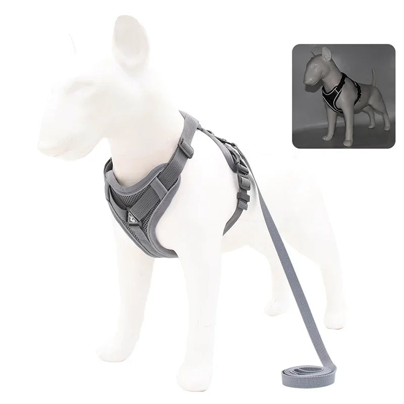 🐾 No Pull Dog Harness & Leash Set – Reflective Adjustable Mesh Vest for Small Dogs & Cats