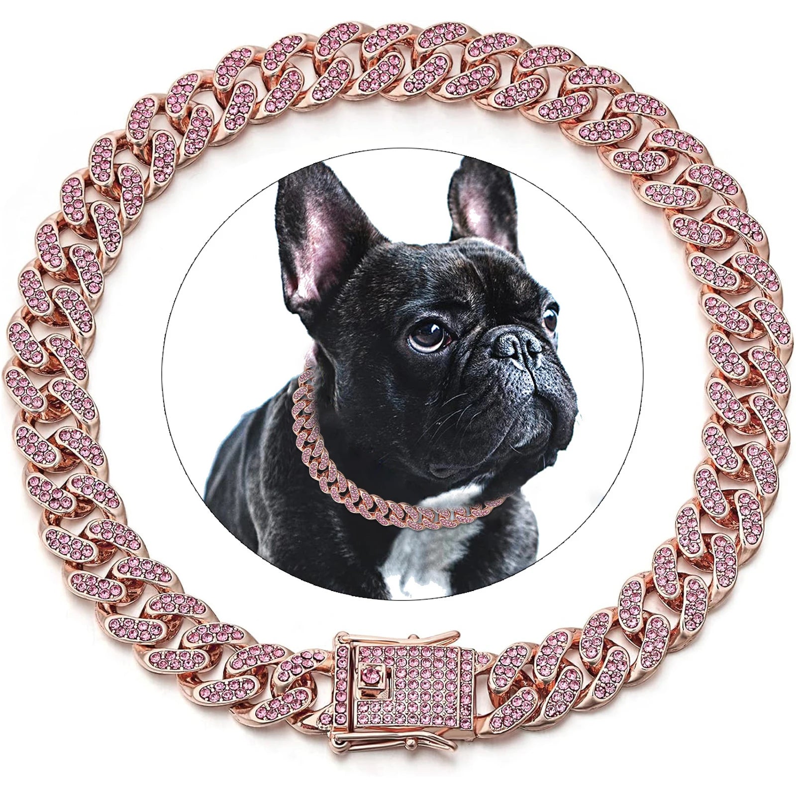 Diamond Cuban Link Dog Chain – Metal Pet Necklace for Dogs & Cats