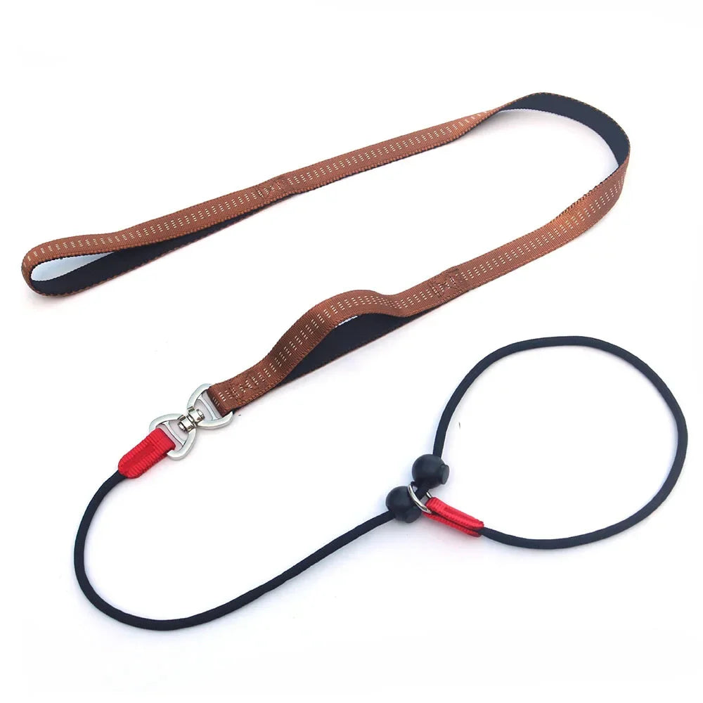 Dog Slip Lead Leash with Double Padded Handle – No Pull Training Lead with Choker Collar & Anti-Tangle Design