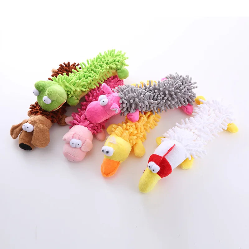Plush Animal Dog Toy – Frog/Hippo Squeaky Chew 🐾🧸