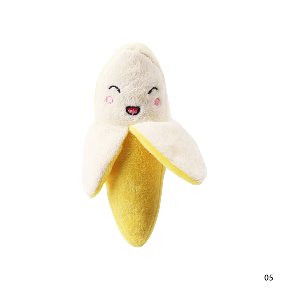 🐶 1Pc Pet Toys Fruit & Animal Cartoon Plush Squeaky Toy 🍓🐾