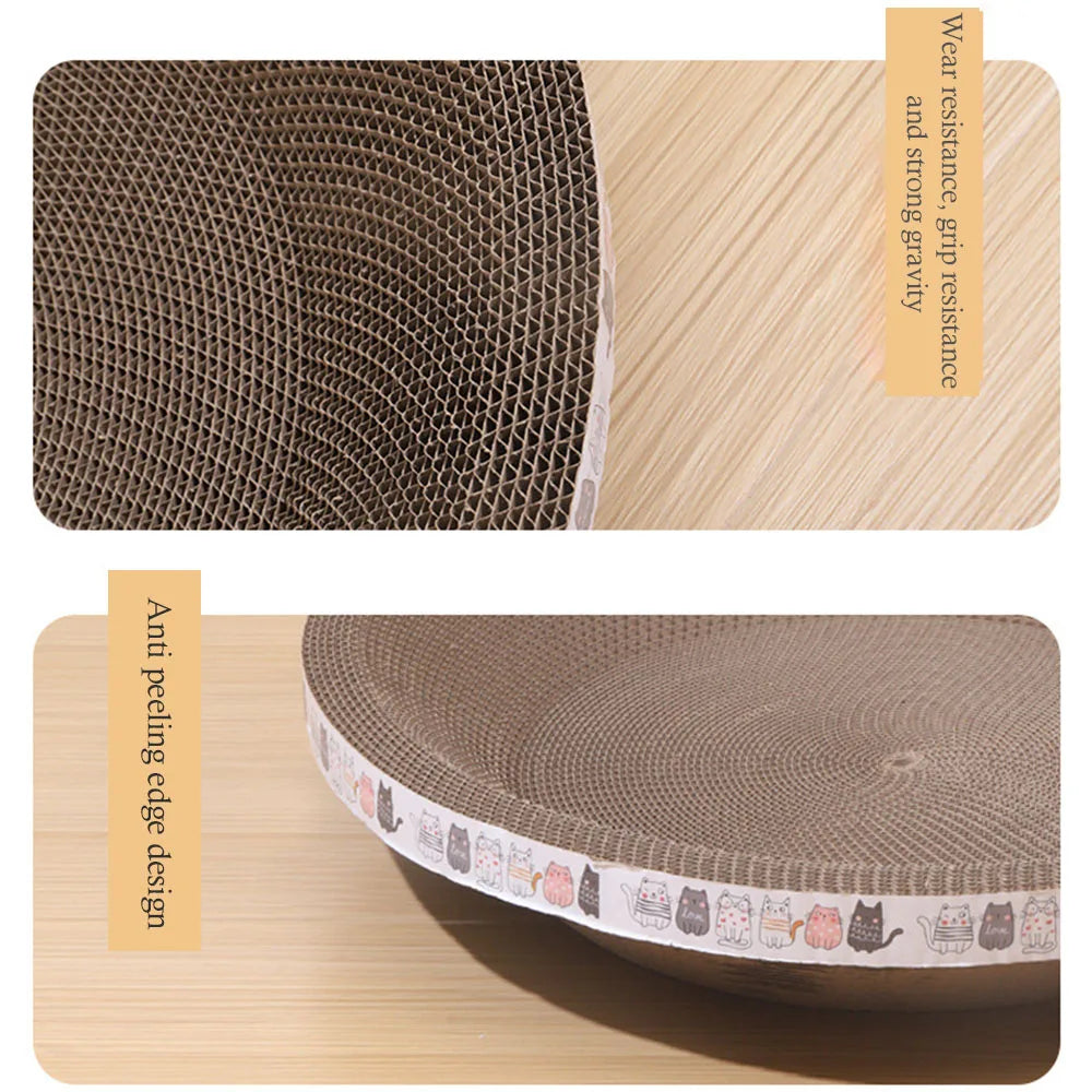 L Size Corrugated Cat Scratcher Bed – Oval Cardboard Bowl Toy with Claw Grinding Pad