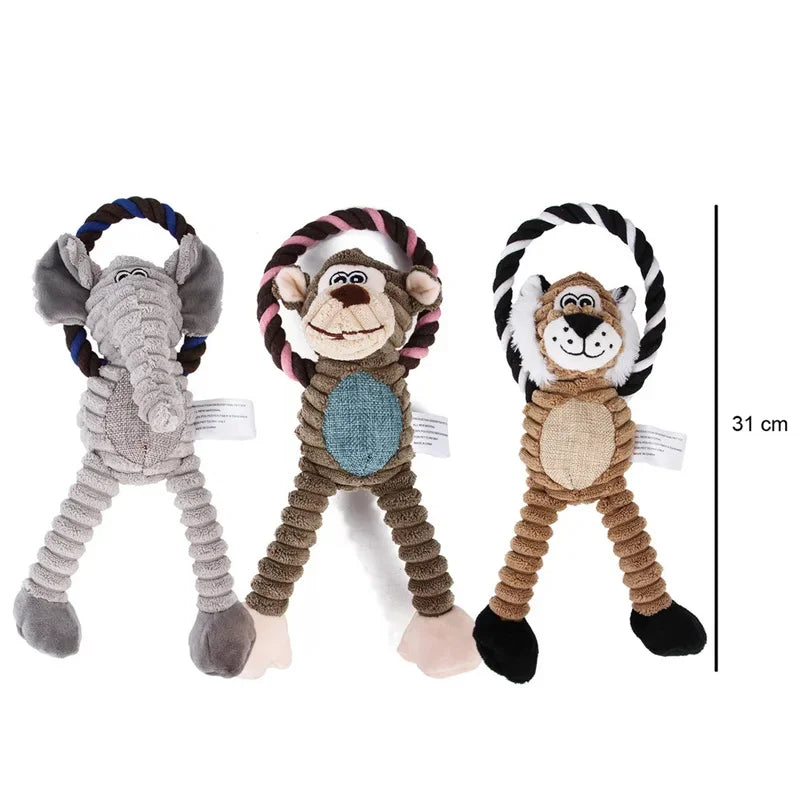 Squeaky Dog Plush Toy – Interactive Animal Chew Toy for Dogs, Teeth Cleaning Pet Toy