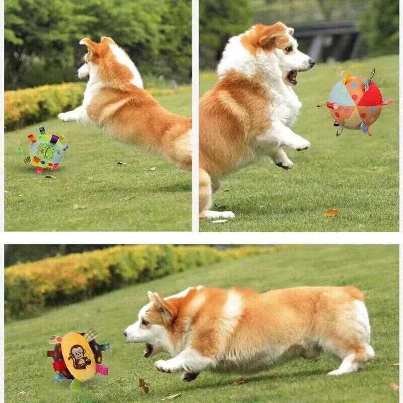 Interactive Ball Dog Toy with Plush Handle – Durable Chew Toy for Training & Stress Relief