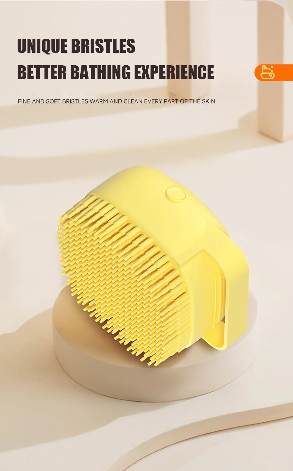 2-in-1 Dog Bathing Brush with Shampoo Dispenser – Soft Silicone Pet Massage & Grooming Brush for Dogs & Cats