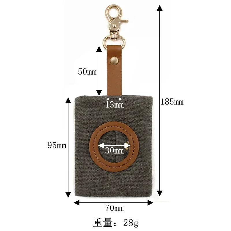 Canvas Pet Dog Poop Bag Holder – Adjustable Leash Attachment
