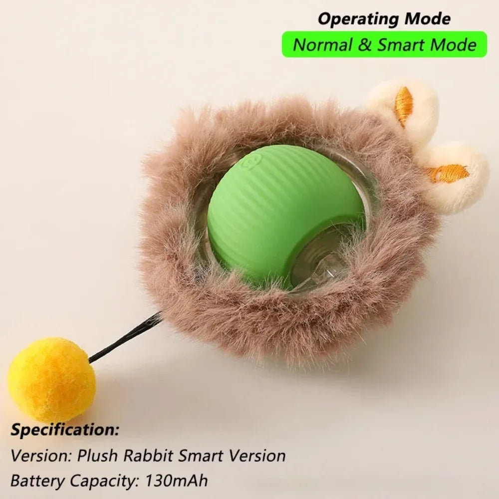 Smart Rolling Cat Toy – Rechargeable Ball with Faux Tail & Mouse Simulation