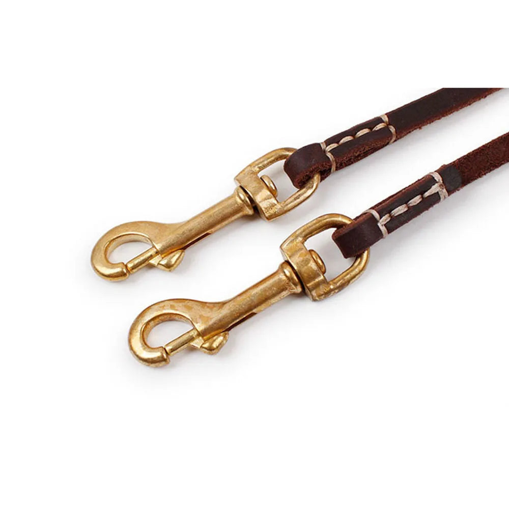 Handmade Genuine Leather Dog Leash – Lightweight Lead for Small Dogs & Cats