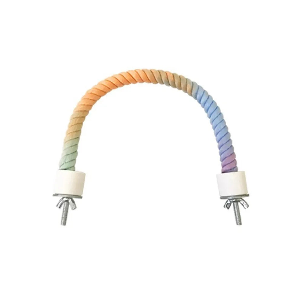 Colorful Cotton Parrot Rope Pole with Screw Clip – Rotating Bird Perch & Climbing Toy