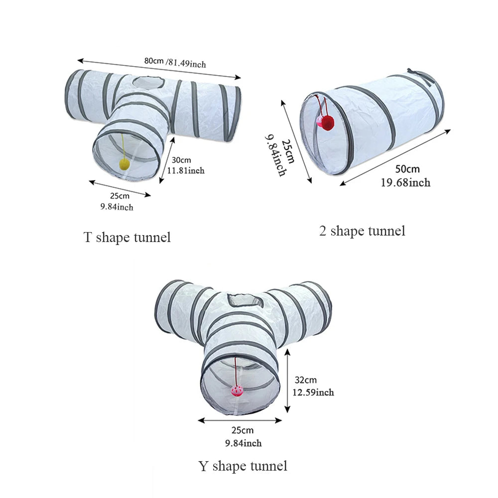 White Foldable Cat Tunnel – Interactive Fun Play Tube for Kittens and Cats