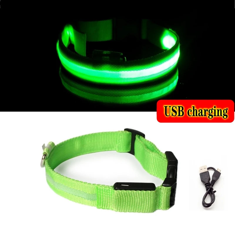 LED Dog Collar Light – USB Rechargeable/Battery Night Safety Glow Collar for Dogs & Puppies, Anti-Lost Pet Accessory
