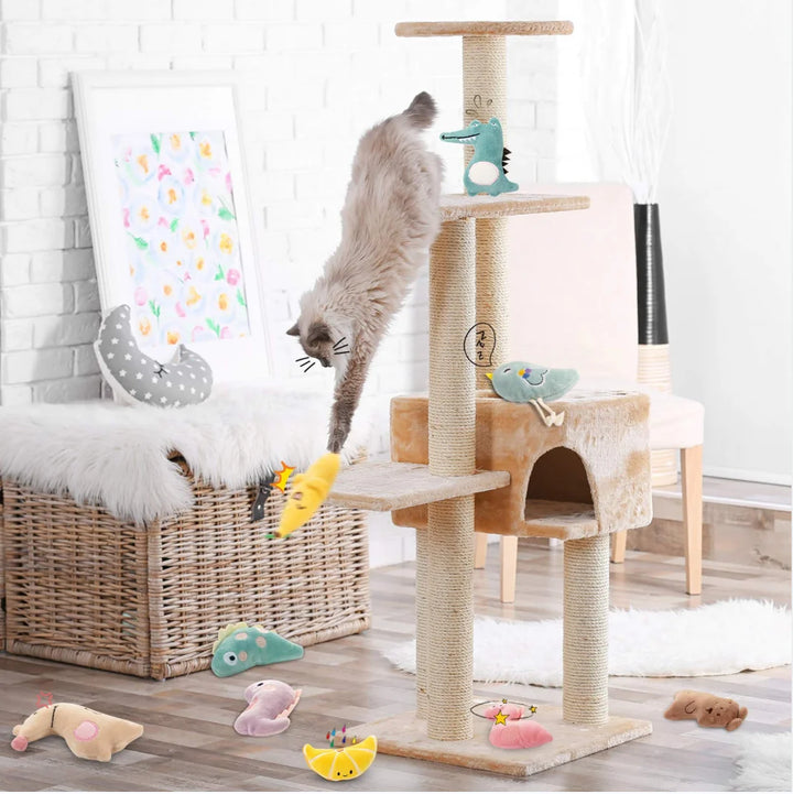 Cartoon Plush Cat Molar Bite Toy – Interactive Chew Toy for Cats
