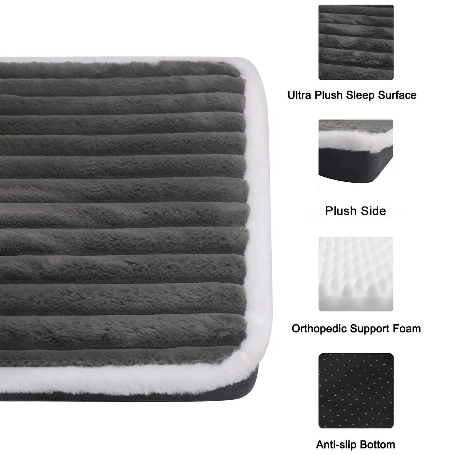 Orthopedic Plush Dog Bed with Non-Slip Bottom & Removable Washable Cover – All Sizes